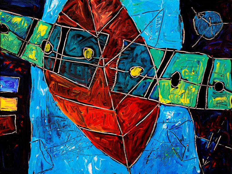 Minoischer Glaukos, trennen-verbinden, Acryl auf HK, 60 x 80cm, 1994 - 01